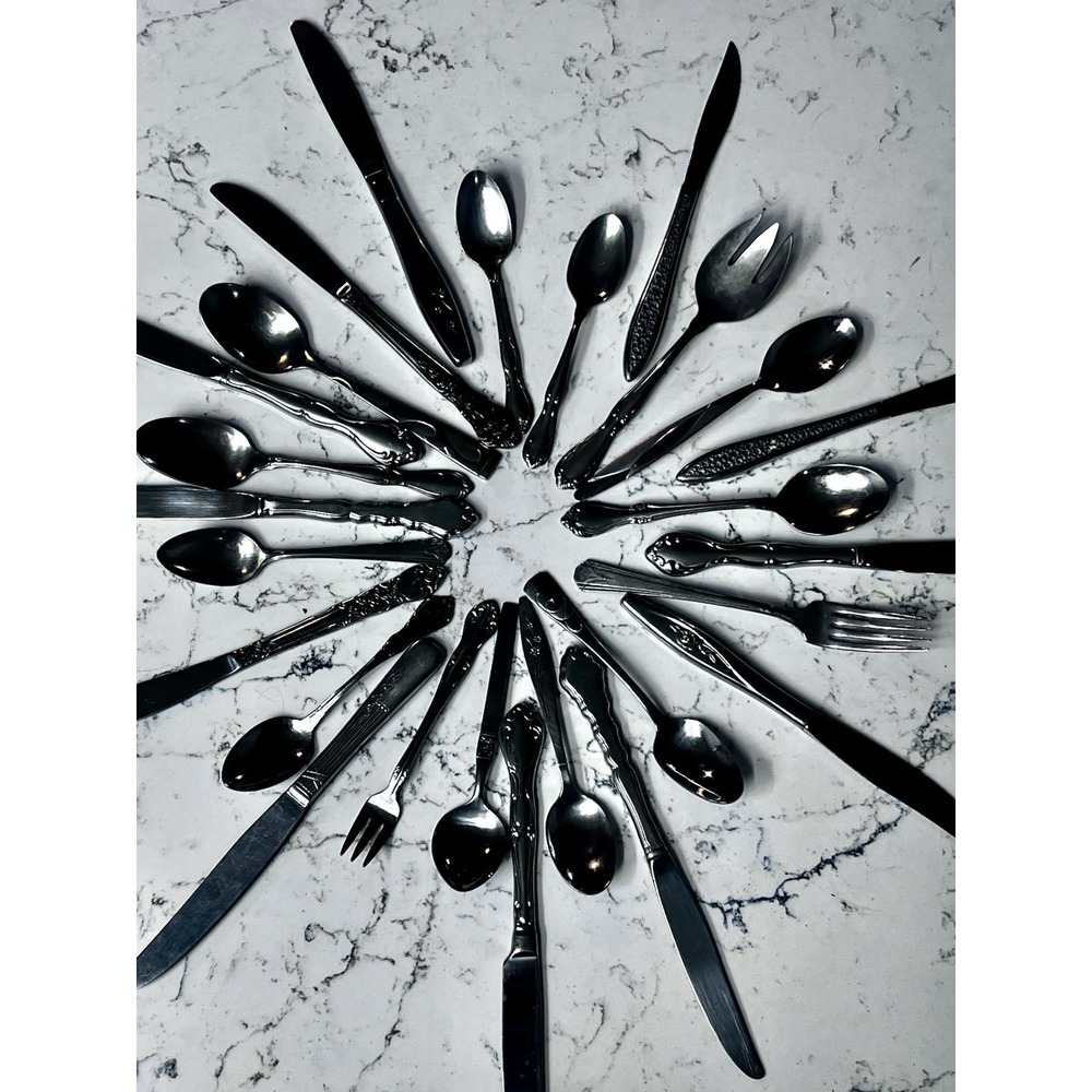Craft Stainless Spoons Knives Forks Lot Of 26 Vtg Flatware Ornate Jewelry Making